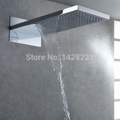 luxury dual functions waterfall shower head polished chrome brass big rainfall shower head chrome finished [shower-head-7752]