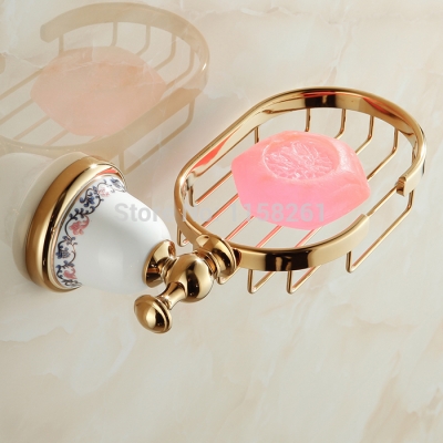 luxury golden polished bathroom soap basket holder solid brass soap dish wall mounted modern bathroom xl-3322k [soap-dish-amp-holder-7850]
