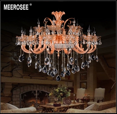 modern 18 arms chandeliers crystal light fixture rose gold floral crystal lustre lamp with top k9 crystal md2107 d1180mm h890mm