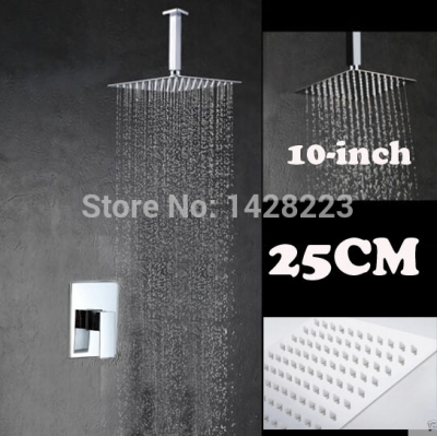 modern design single handle 10" rainfall shower faucet chrome finish 25cm ultrathin showerhead