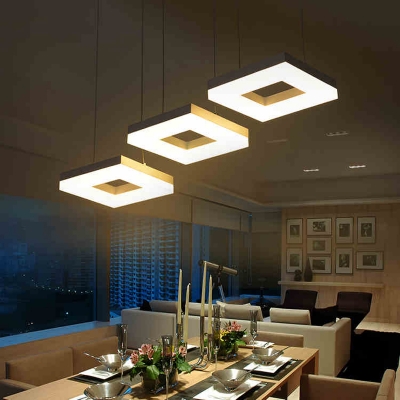 modern led pendant lights for dining room living room acrylic aluminum rectangle design led pendant lamp fixtures ac 85-265v [modern-pendant-light-7474]
