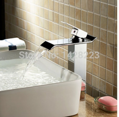 modern polished chrome brass waterfall bathroom basin faucet single handle sink mixer tap [chrome-1603]