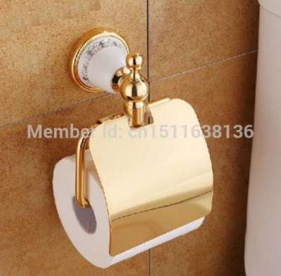 modern wall mounted golden finish brass bathroom toilet paper holder waterproof