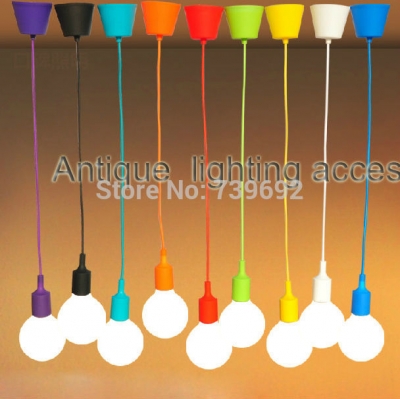multicolor e27 socket pendant lamp 1pc light fixture hanging color line silicone holder pendant lights~ no bulb [modern-pendant-lights-4602]