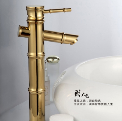 new bamboo er single handle golden basin sink bathroom deck mounted single hole ceramic faucet mixer tap 6657k [golden-bathroom-faucet-3357]