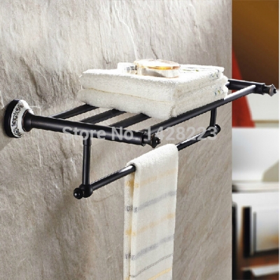 oil rubbed bronze wall mounted single bathroom towel rack brass bathrobes & towel shelf [towel-rack-8394]