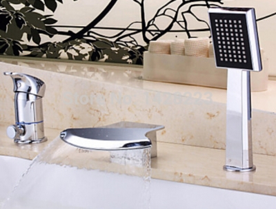 polished chrome single handle with handshower bathtub faucet set deck mounted widespread three holes