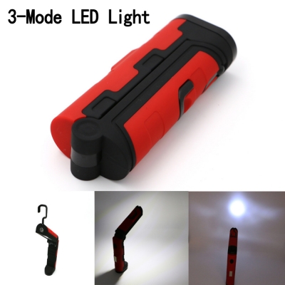 portable 3 mode cob led work flashlight light with magnetic folding hook hanging torch for camping emergency hiking