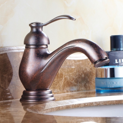 red bronze modern style faucet deck mounted single handle antique copper bathroom basin sink mixer tap faucet h-1025c [oil-rubbed-bathroom-faucet-6638]