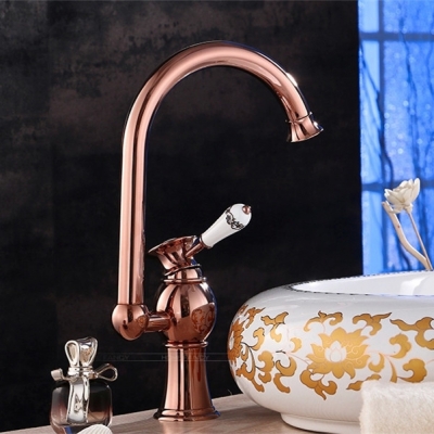 retail - luxury brass rose golden basin faucet & cold basin mixer, deck mounted basin tap yls5870-33c [golden-kitchen-faucet-3595]
