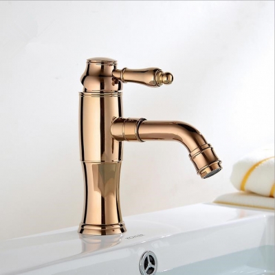 retro style rose golden brass finished single handle bathroom basin faucet deck mounted single hole yls5859-11c