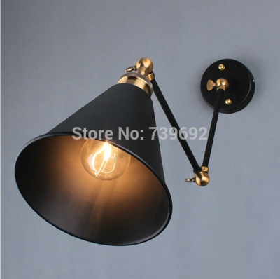 retro two swing arm wall lamp for bedroom bedside adjustable wall mount swing arm lamp with gold steering head [iron-wall-lamps-4691]