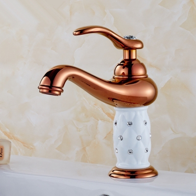 rose golden finish luxury bathroom basin faucet with diamond vanity sink mixer water tap oyd006e
