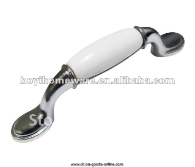 silver zinc+white ceramic kitchen cabinet knobs/ drawer handles/ dresser knobs/ door handles/ furniture hardware whole a0-pc