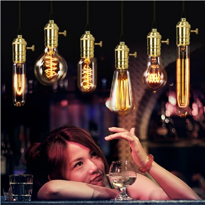 single heads american vintage pendant lights copper lamp holder edison light bulbs industrial lamps e27 90-260v 100cm woven wire [pendant-lamps-4841]