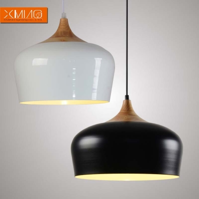 vintage pendant lights with e 27 wood lamp holder metal lampshade hanging lamp black body kitchen light fixtures [vintage-pendant-lights-5049]