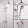 whole and retail new chrome brass water pressure boosting bathroom rain shower mixer tub faucet shower set2086