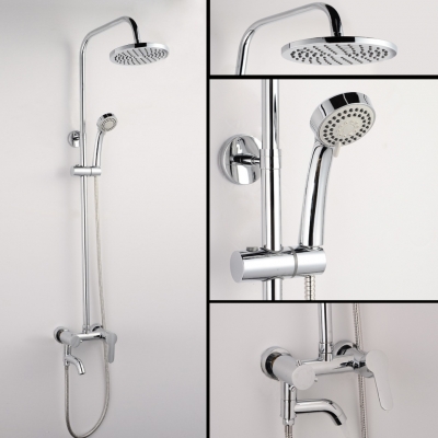 whole and retail new chrome brass water pressure boosting bathroom rain shower mixer tub faucet shower set2086 [chrome-finish-shower-set-1852]