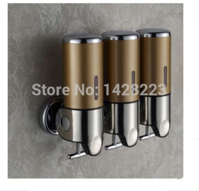 whole and retail new wall mounted bathroom yellow stainless steel 3 box soap dispenser 1500ml