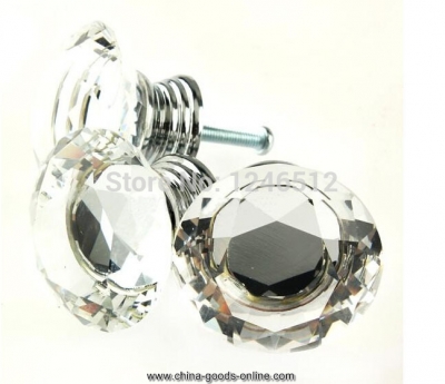 10pcs 40mm crystal glass diamond shape cabinet knob drawer pull handle kitchen