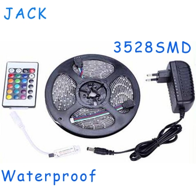 10set waterproof led strip 5m 300leds 3528 smd with 12v 2a power adapter, 24key mini remote controller only for rgb strip light