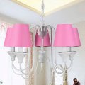 110v-220v pink shade modern led chandelier 5 lamps chandeliers home lighting for dinnig living room