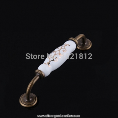 128mm golden flower cabinet handles cabinet cupboard closet dresser drawer handles ceramic pulls h1238