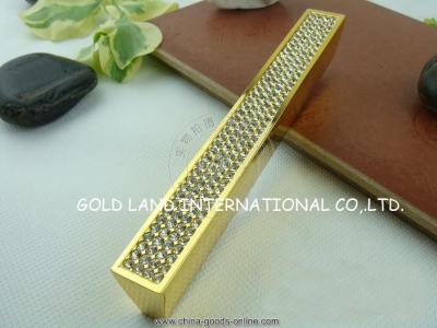 128mm l139mmxw18mmxh22mm /golden long zinc alloy furniture door handle/crystal drawer handle