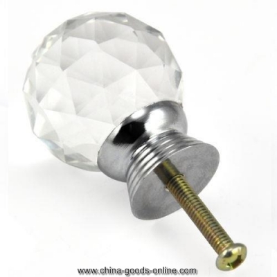 2pcs crystal glass door knobs drawer cabinet furniture kitchen handle - clear, in stock,