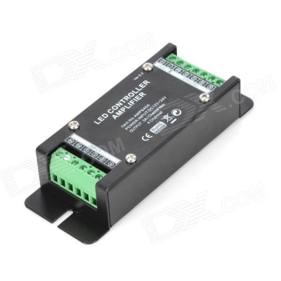 aluminum 240w/480w rgb led strip amplifier controller - black (12~24v) [led-rgb-controller-5712]