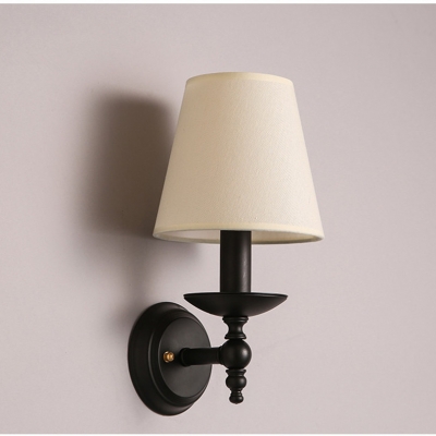american country pastoral style 1 head iron led wall lamp with fabric lampshade and 3w led bulb