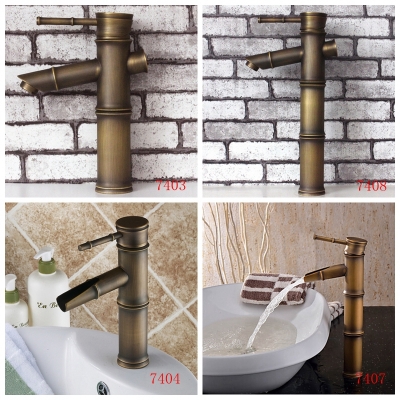 antique brass bathroom faucet bronze bamboo shape sink faucets deck mounted basin tap cold and water
