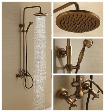 antique shower set wall mounted shower faucet with 8 inch shower head + hand shower