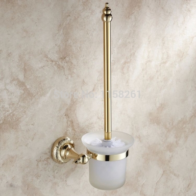 bathroom accessories brass gold titanium toilet brush holder,gold bathroom products construction-whole -st-3294