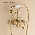 brass golden telephone shower faucet, bathtub faucet