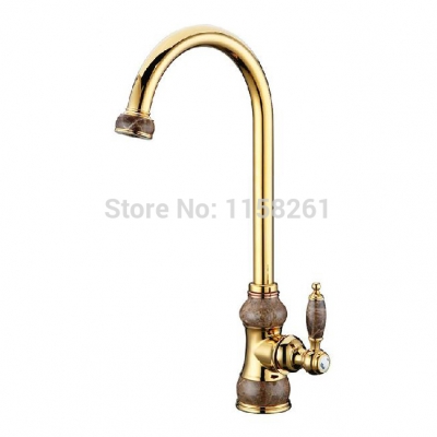 brass torneira cozinha with marble kitchen faucet/single handle gold finish basin sink mixers taps u-01 [golden-kitchen-faucet-3590]