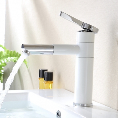 countertop white painting brass bathroom basin faucet vessel sinks mixer vanity tap long swivel spout deck mounted lt-701a