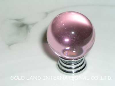 d30mm k9 crystal glass pink funiture drawer knob/crystal glass cabinet knob