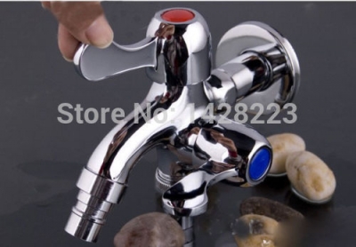 dual function two spout washing machine laundry faucet chrome finish wall mounted cold water tap [chrome-finish-1835]