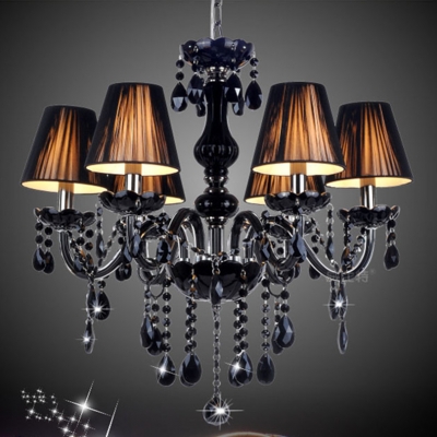 european luxury black k9 crystal candle chandelier modern simple led plated glass chandelier with lampshade mq1282 [european-style-44]