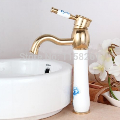 golden finish single handle&single hole solid brass with ceramic bathroom faucet / bath mixer/torneira toilet q-24 [golden-bathroom-faucet-3473]