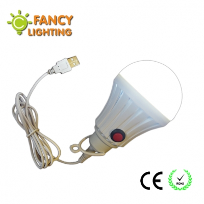 high brightness led light bulb with on/off switch high power 7w 12w 5v lamp bulb with usb cord outdoor camp/party/reading/sport [led-bulb-candle-bulb-817]