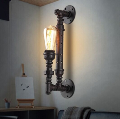 home decoration lighting industrial water pipe ancient color iron finished edison style retro wall lamp