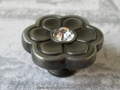 knobs flower dresser knob drawer knobs pulls handles crystal / antique black grey kitchen cabinet knobs / vintage furniture knob [Door knobs|pulls-1253]