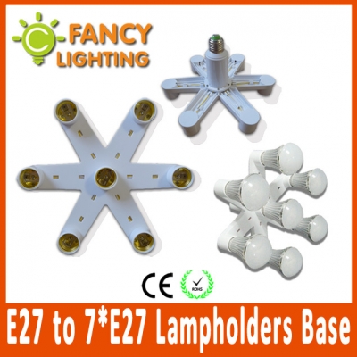 light accessory adapter converter e27 to 7 e27 lamp socket lampholder base socket adapter converter holder for led light lamp [lamp-holder-converter-1011]