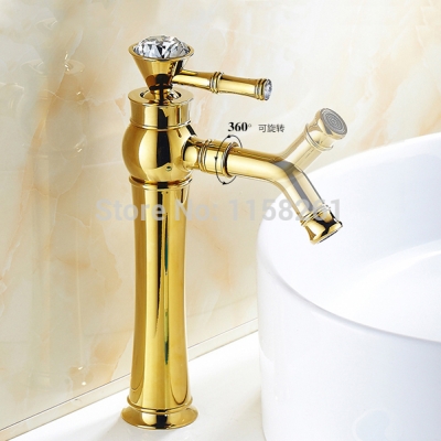 modern gold faucet,gold bathroom faucets,gold finish basin faucets,gold tall high bathroom sink faucet 327