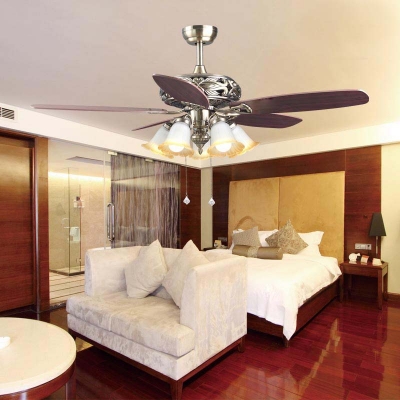 new 52 inch 5 led lamp holder wood blade ceiling fans lights bronze ceiling lamp e27 lamp holder modern style for bedroom [ceiling-fan-lights-5056]