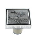 new arrival 10cm*10cm brass stone art self-closing floor waste strainer drains anti-odor shower drainer 8868a