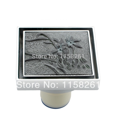 new arrival 10cm*10cm brass stone art self-closing floor waste strainer drains anti-odor shower drainer 8868a [floor-drain-2940]