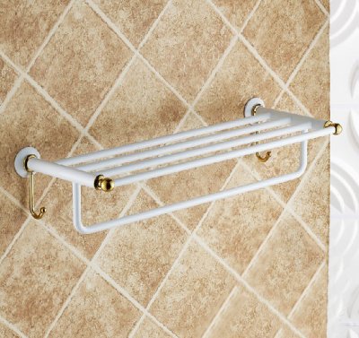 new arrival luxury bathroom accessaries/hardware white painted finish bath towel shelves towel rack/ bar st-3590 [towel-racks-8453]